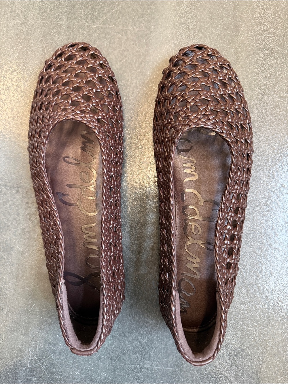 Sam Edelman Shira Brown Woven Leather Flats